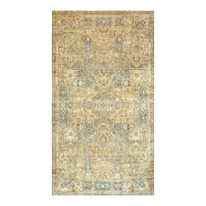 Tan-Camel Background Large Scale Matelasse Pattern Oversized Antique Decorative Persian Kerman Rug