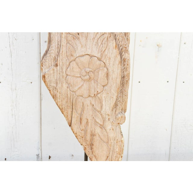 Wood Tall Antique Indian Carved Corbel For Sale - Image 7 of 10