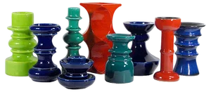 Space Age Ceramic Candleholders, Set of 9