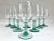 Set of eight 1980s vintage green stemmed wine glasses. Great pop of color to any tabletop or bar setting. All in excellent...