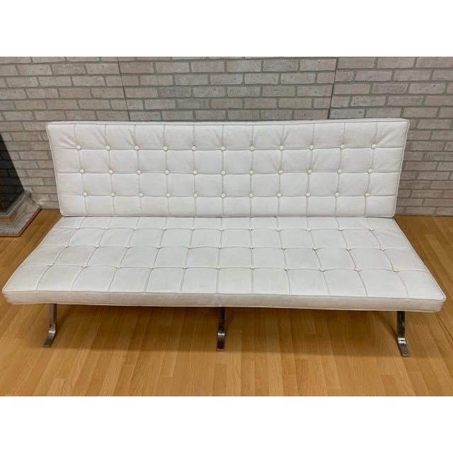Mid Century Modern Barcelona Style White Leather Bench Chairish