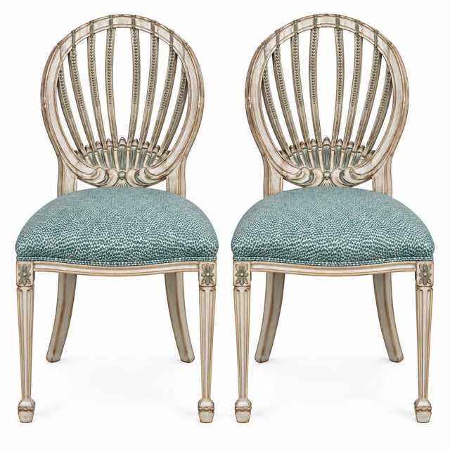 Mid-Century Italian Side Chairs W/ Swedish Gustavian Styling in Faux Chintz - Pair For Sale - Image 10 of 10
