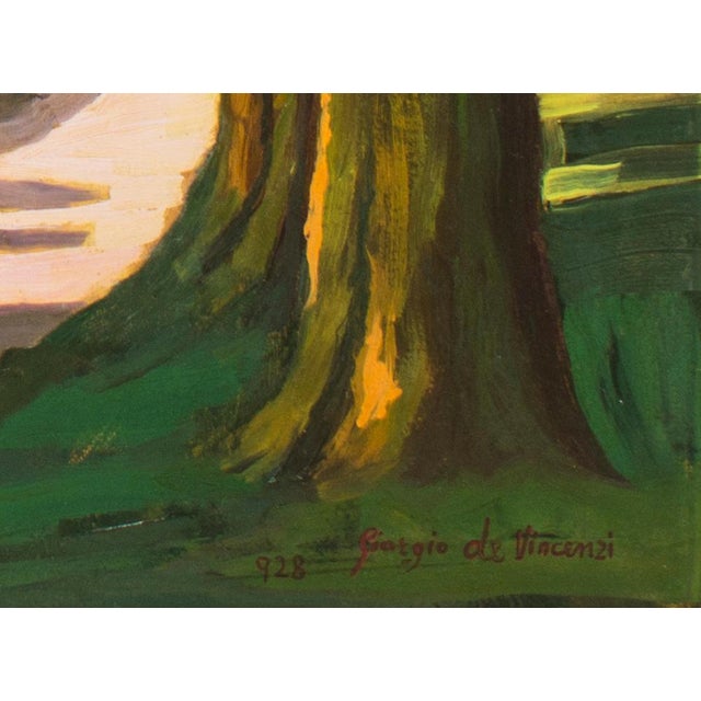 Giorgio de Vincenzi, Landscape with House (Villa Borghese), Oil on Panel For Sale - Image 4 of 5