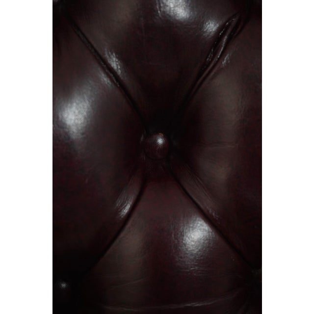 Animal Skin Kittinger Burgundy Tufted Leather Executive Desk Chair For Sale - Image 7 of 18