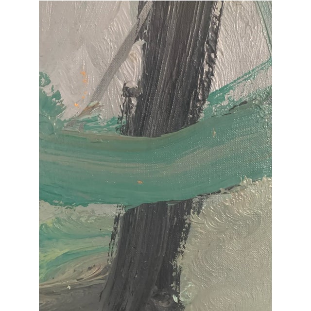 Green Modernist Oil Painting - Framed For Sale - Image 8 of 10