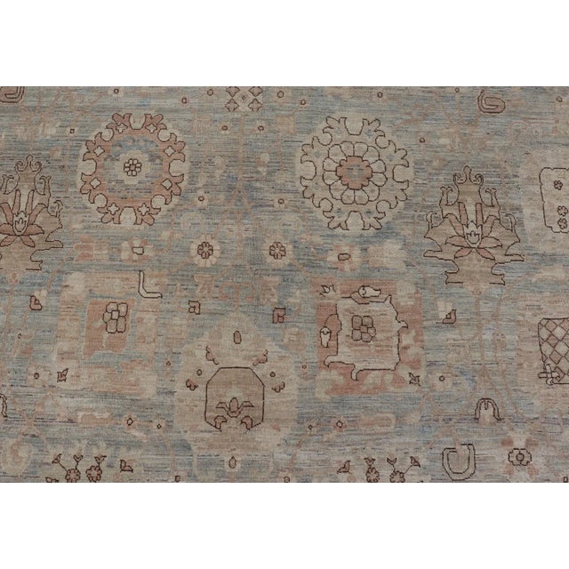 Taupe Modern Oushak Rug With Soft Blue-Green Field and Warm Taupe 11'11 X 15'1 For Sale - Image 8 of 12