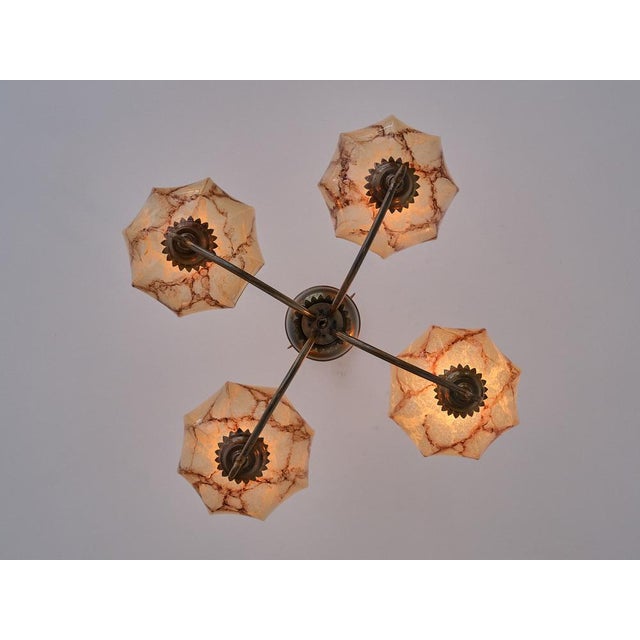 Vintage Swedish Hanging Light in Brass and Marbled Glass, 1927 For Sale - Image 14 of 18