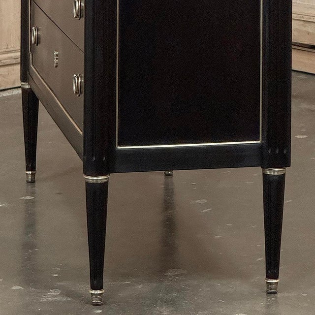 Antique French Louis XVI Mahogany Commode With Carrara Marble For Sale - Image 11 of 16