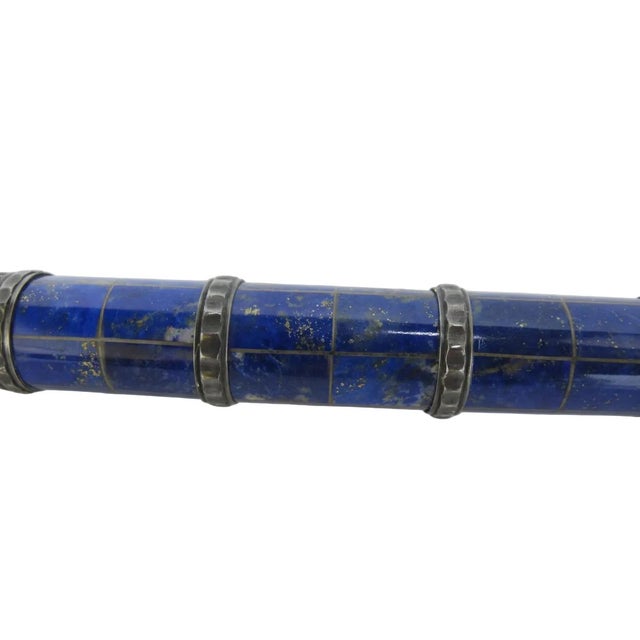 Antique Lapis Lazuli Silver Mounted Bird Head Handle Walking Stick Cane For Sale - Image 9 of 9
