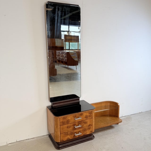 Vintage Burl Walnut Dressing Table by Jindřich Halabala for Up Závody, 1957 For Sale - Image 4 of 14