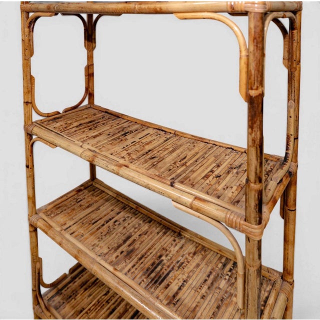 Pair Vintage Bamboo & Rattan Shelves For Sale - Image 4 of 6