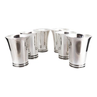 Antique Set of 6 Georg Jensen Sterling Silver 'Pyramid' Cocktail Cups No. 600 A For Sale