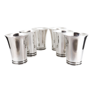 Antique Set of 6 Georg Jensen Sterling Silver 'Pyramid' Cocktail Cups No. 600 A