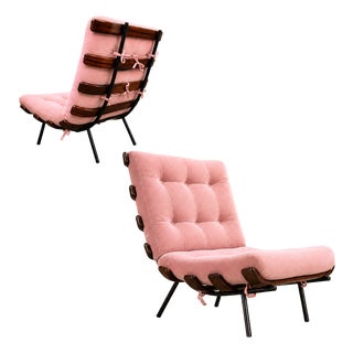 Brazilian Modern Wood Slat & Metal Frame Armchair, Moveis Pallar, 1950s For Sale