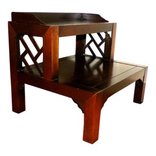 Vintage Drexel Heritage Mahogany Chippendale Style Bed Steps Library Step Stool For Sale