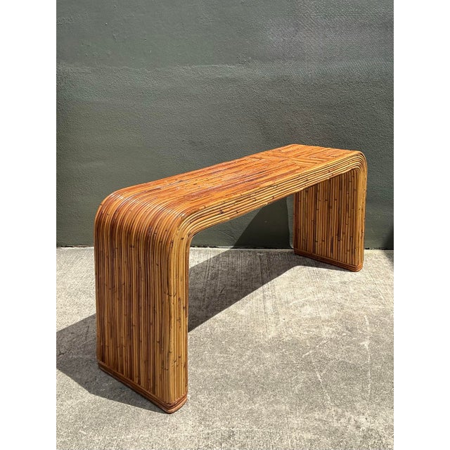 Gabriella Crespi Vintage Tagged Gabriella Crespi Pencil Reed Waterfall Console Table For Sale - Image 4 of 12