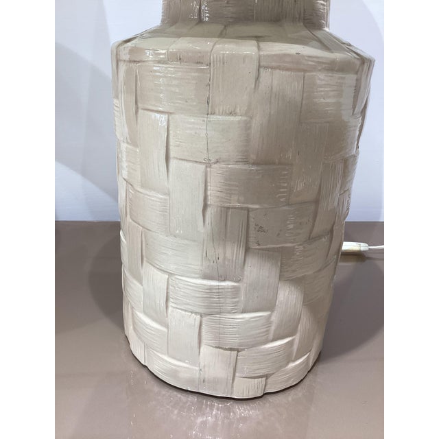 Basket-Weave Ceramic Table Lamps in the style of Tommaso Barbi, Italy, 1960s, Set of 2 For Sale - Image 14 of 16