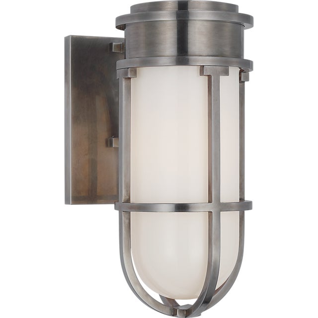 Gracie Tall Bracketed Sconce in Antique Nickel with White Glass Designer: Chapman & Myers Finish: Antique Nickel Height:...