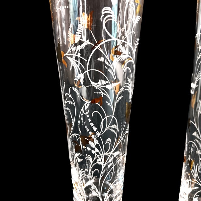 Mid-Century Modern Pottery Barn Gold Scatter Champagne Flutes Set of Two Glasses - A Pair For Sale - Image 3 of 9