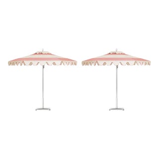 Coral Sands 9' Patio Umbrella, Pink and Cream, Set of 2 For Sale