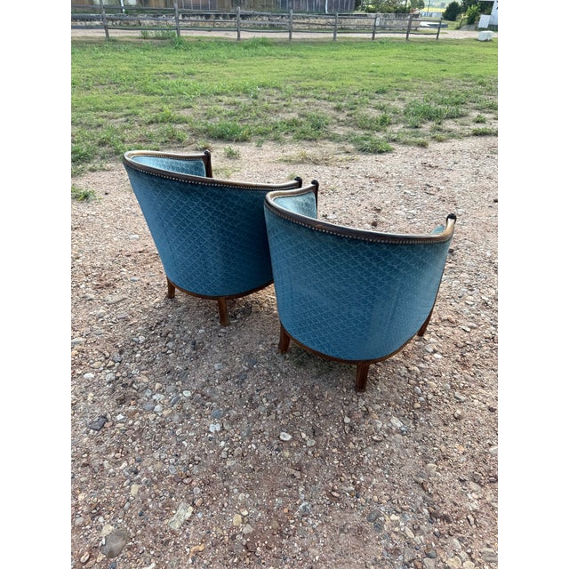1940s French Art Deco Barrel Back Club Chairs - A Pair For Sale - Image 12 of 12