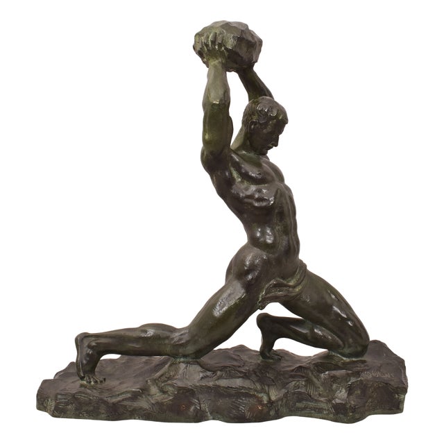 Alexandre Ouline, Art Deco Warrior Man, 20th Century, Bronze For Sale