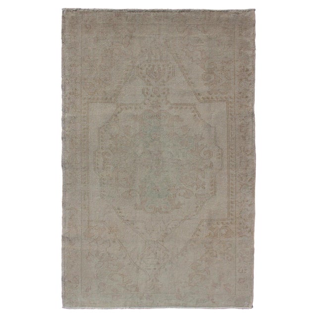 Vintage Zabihi Collection Gray Turkish Rug For Sale - Image 4 of 12
