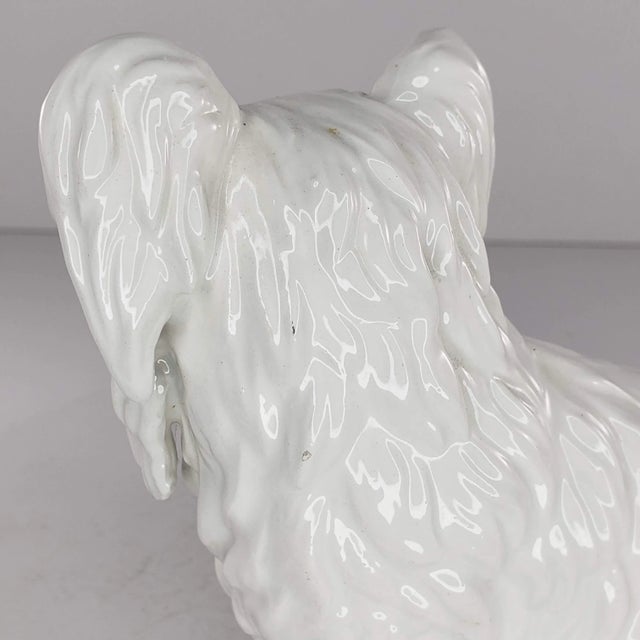 White Vintage Italy Skye Terrier Figurine White Dog Papillon Long Hair For Sale - Image 8 of 8