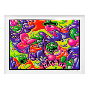 Kenny Scharf, Superblobz, Flocked, Glow in the Dark Print, Hand Signed, Edition of 300, Framed