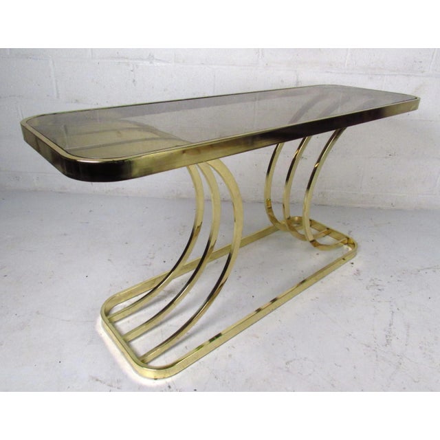 Contemporary Contemporary Modern Brass Console Table For Sale - Image 3 of 10