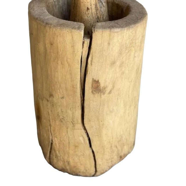 Early 19th Century Primitive Wood Mortar and Pestle, Belgium For Sale In Aspen - Image 6 of 9