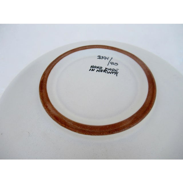 Vintage C.1970's Scandinavian Norwegian Original Hand-Painted & Numbered Matte Glazed Clay Pottery Large Display Charger For Sale - Image 12 of 13