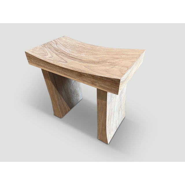 Andrianna Shamaris Teak Wood Minimalist Bench For Sale - Image 4 of 6