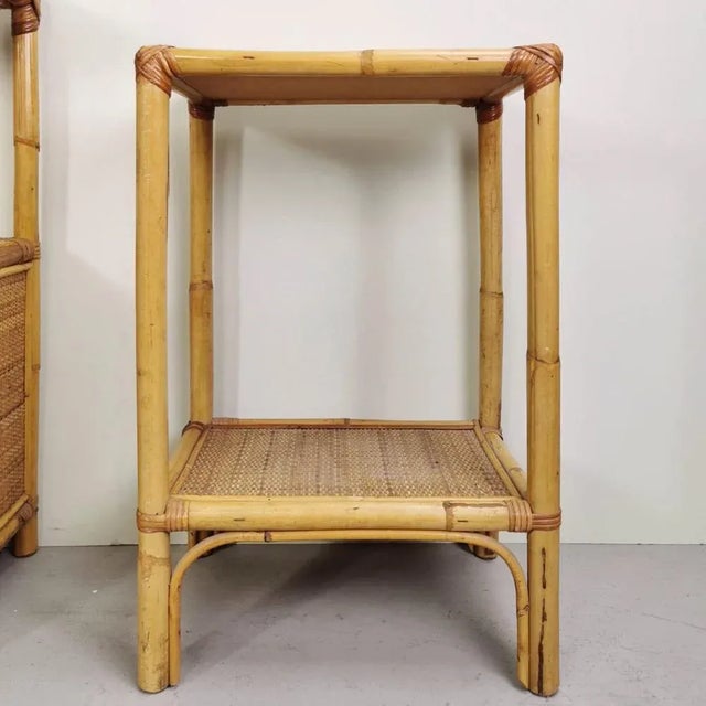 Beige Vintage Console Entrance Furniture and High Bamboo Tables by Vimini, 1970s, Set of 3 For Sale - Image 8 of 10