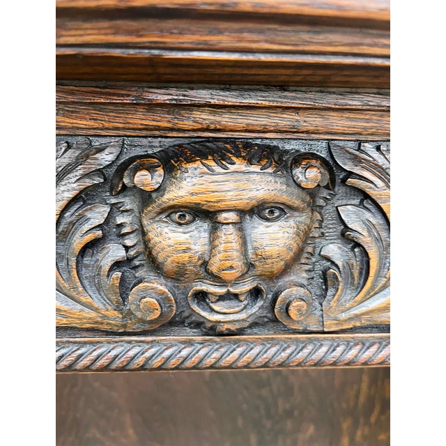 19th Century Carved Oak Bookcase Cabinet in the Style of R. J. Horner & Co. For Sale In New York - Image 6 of 17
