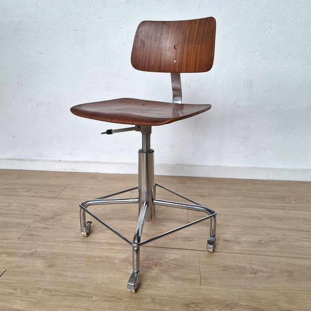 Office Swivel Chair in Plywood from Bremshey & Co., 1950s For Sale - Image 10 of 10