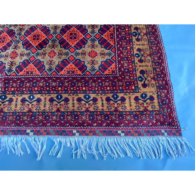 Handmade Ersari Turkmen Rug With Lattice Gul Pattern – 6.6×9.9ft For Sale - Image 4 of 6