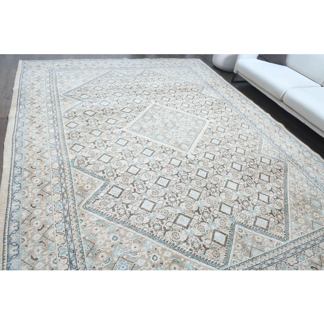 1970s Vintage Persian Handmade Wool Cotton Beige Area Rug For Sale - Image 4 of 11