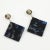 Lucite Dangle Geometric Pair of Clip Earrings With Blue Marble and Silver-Plate Elements For Sale - Image 4 of 5
