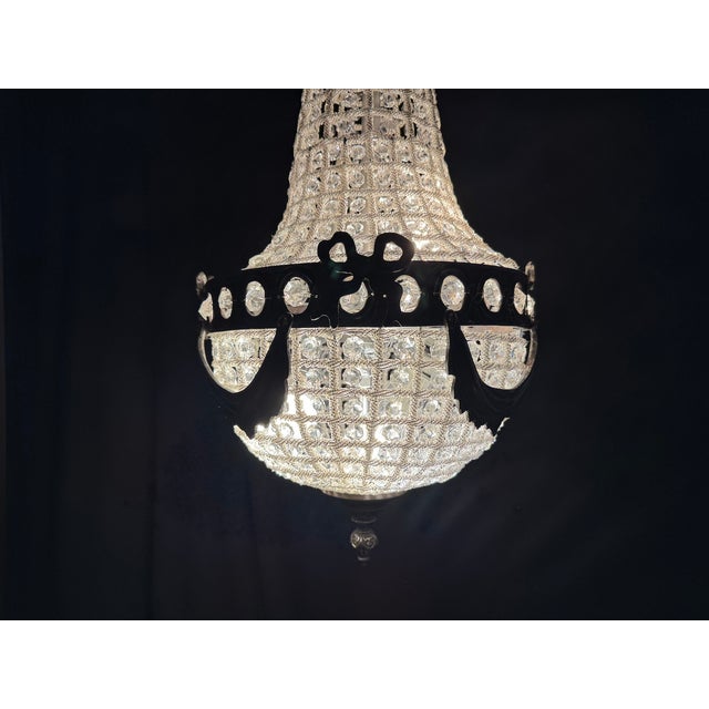 Metal 1970 French Charcoal Bronze Crystal Chandelier 1pc For Sale - Image 7 of 15