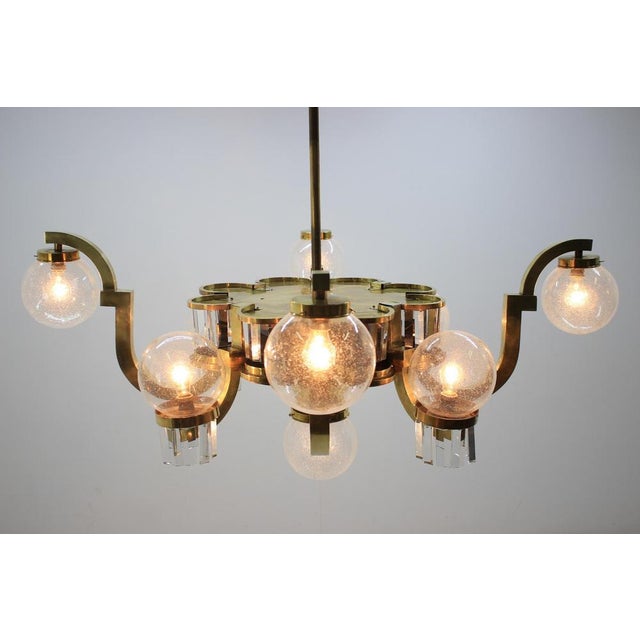 Big Art Deco Chandelier in Brass, 1930s For Sale - Image 12 of 14