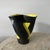 Rare Elchinger mid century vase, grainy matte black and glossy yellow accent. Made in France. Pristine condition.