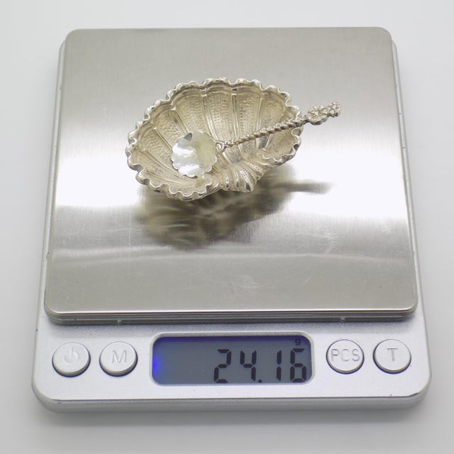 Vintage Italian Handmade Genuine Silver Shell Shaped Salt or Pepper Cellar, 1960s For Sale - Image 9 of 11