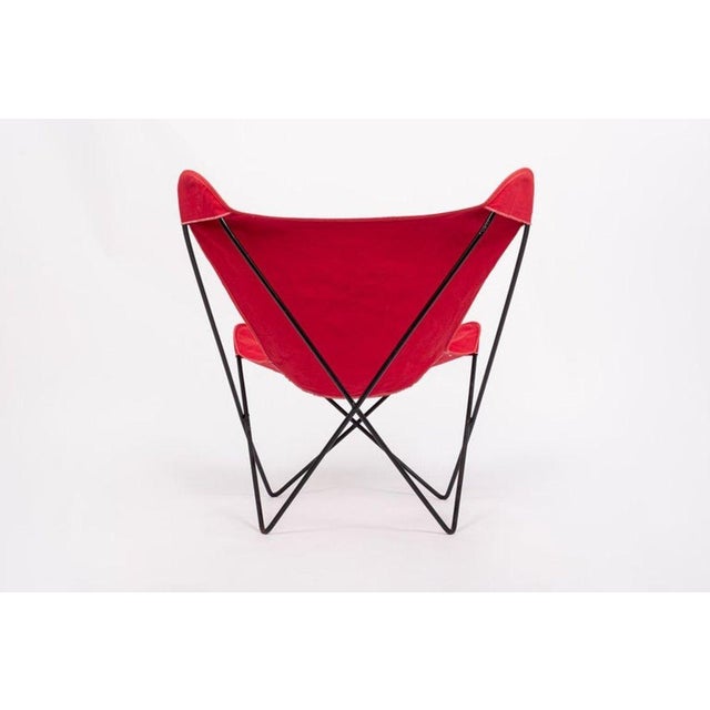 1970s Vintage Mid Century Red Butterfly Canvas and Metal Chair by Knoll, 1970s For Sale - Image 5 of 10