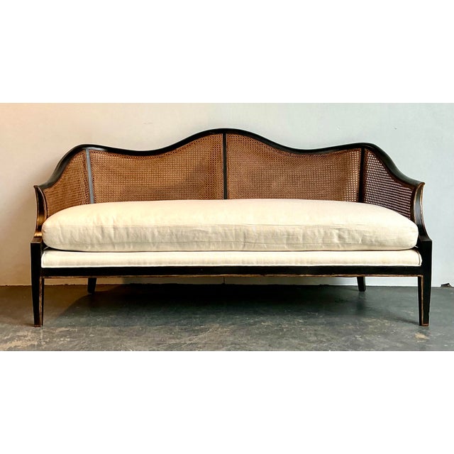 Black Vintage Nancy Corzine Cane Sofa For Sale - Image 8 of 12