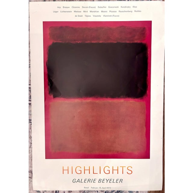 1970s Vintage Rothko Swiss Galerie Beyeler Exhibition Poster For Sale - Image 5 of 10