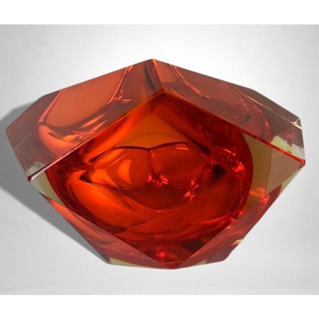 Red Mandruzzato Style Murano “Sommerso” Glass Ashtray For Sale - Image 8 of 18