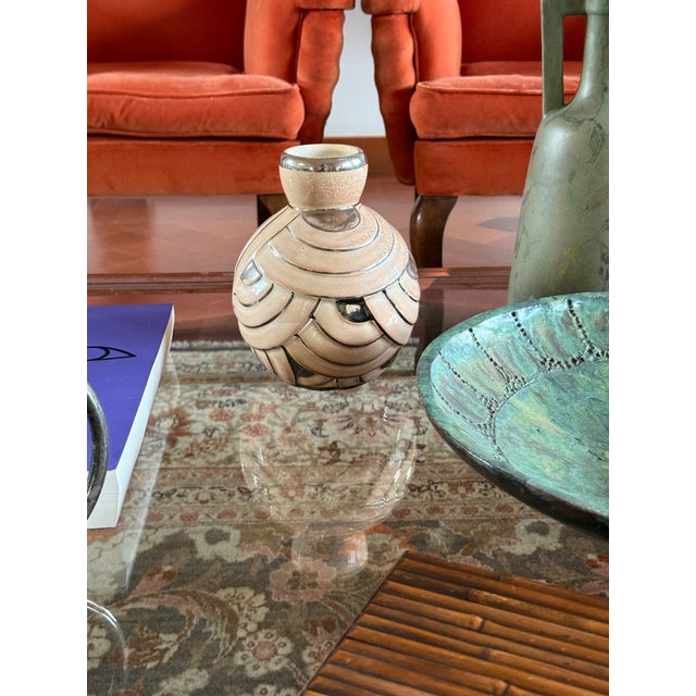 Art Deco Pink & Silver Ceramic Vase, Italy 1930s For Sale - Image 11 of 12