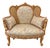 1960 French Artisan Louis XVI Gold Beech Damask Settee For Sale