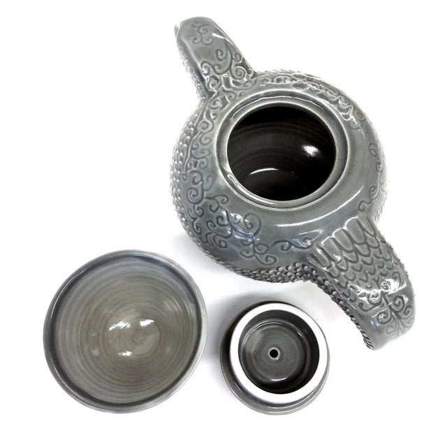 Chinese 1990s Hand Thrown Tea Pot & 2 Sake Cups For Sale - Image 3 of 10